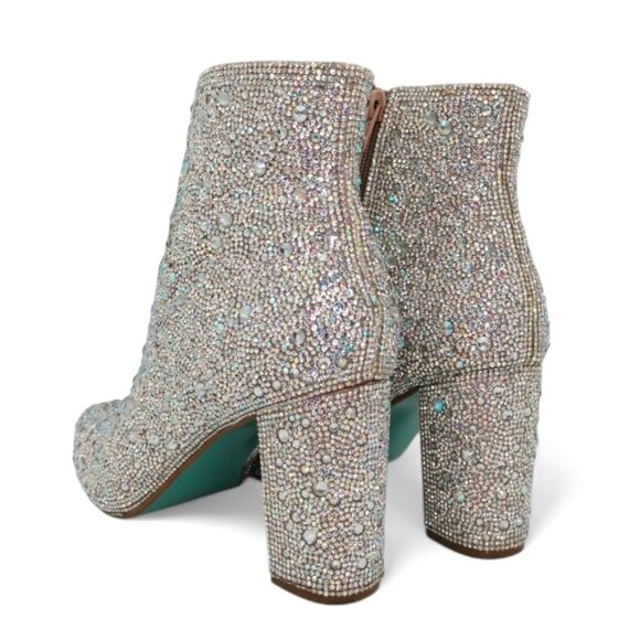 Betsey Johnson Size 8 Cady Rhinestones Embellished Block Heel Ankle Booties - Picture 13 of 15